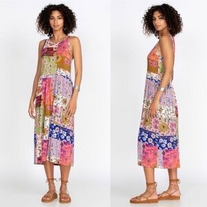 NWOT Johnny Was Cosmo Patchwork Floral-Print Dress